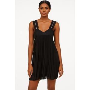 Honey Punch black pleated empire waist dress metal zipper shoulder straps small